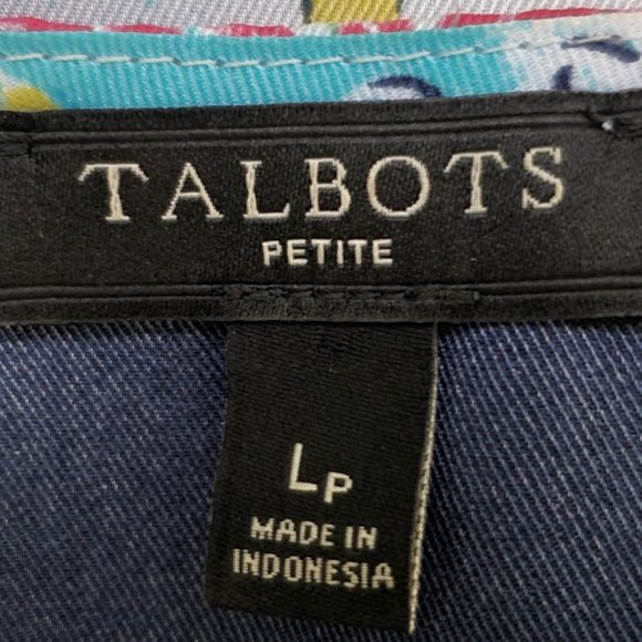 Talbots Petites Multi-Color Vacation Travel Seahorse Postcard Print Top Size LP - Picture 10 of 12